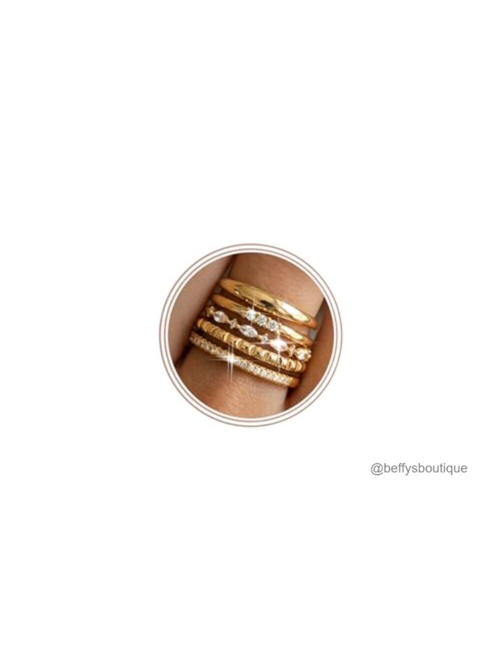 5pc Stackable Rings for Women 14K Gold Plated Non Tarnish CZ Stack Set